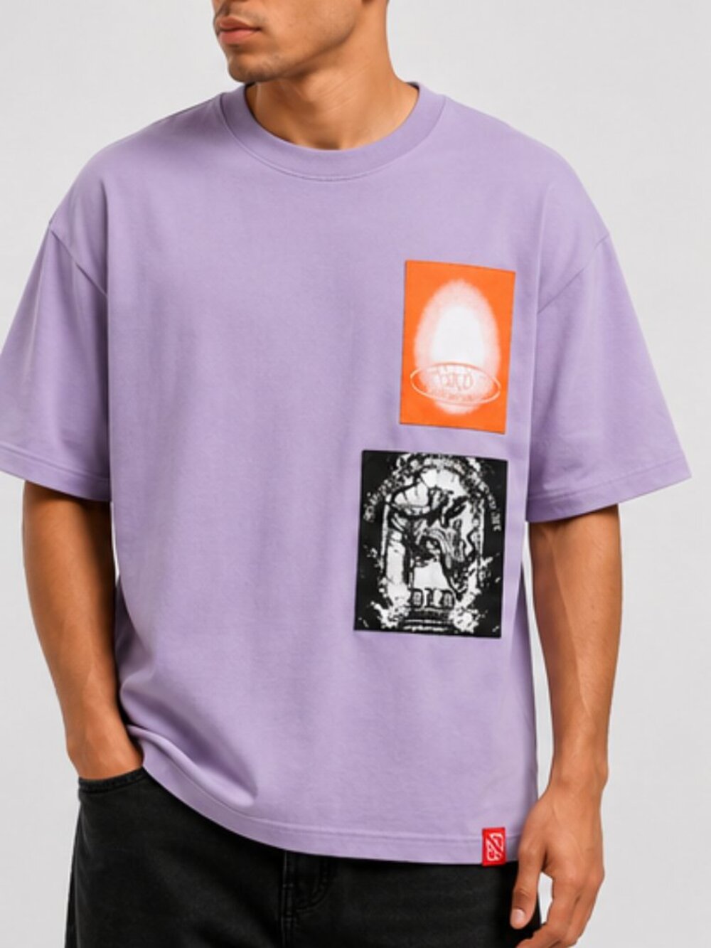 DLD Muted Purple Oversized Graphic Streetwear T-Shirt NWT